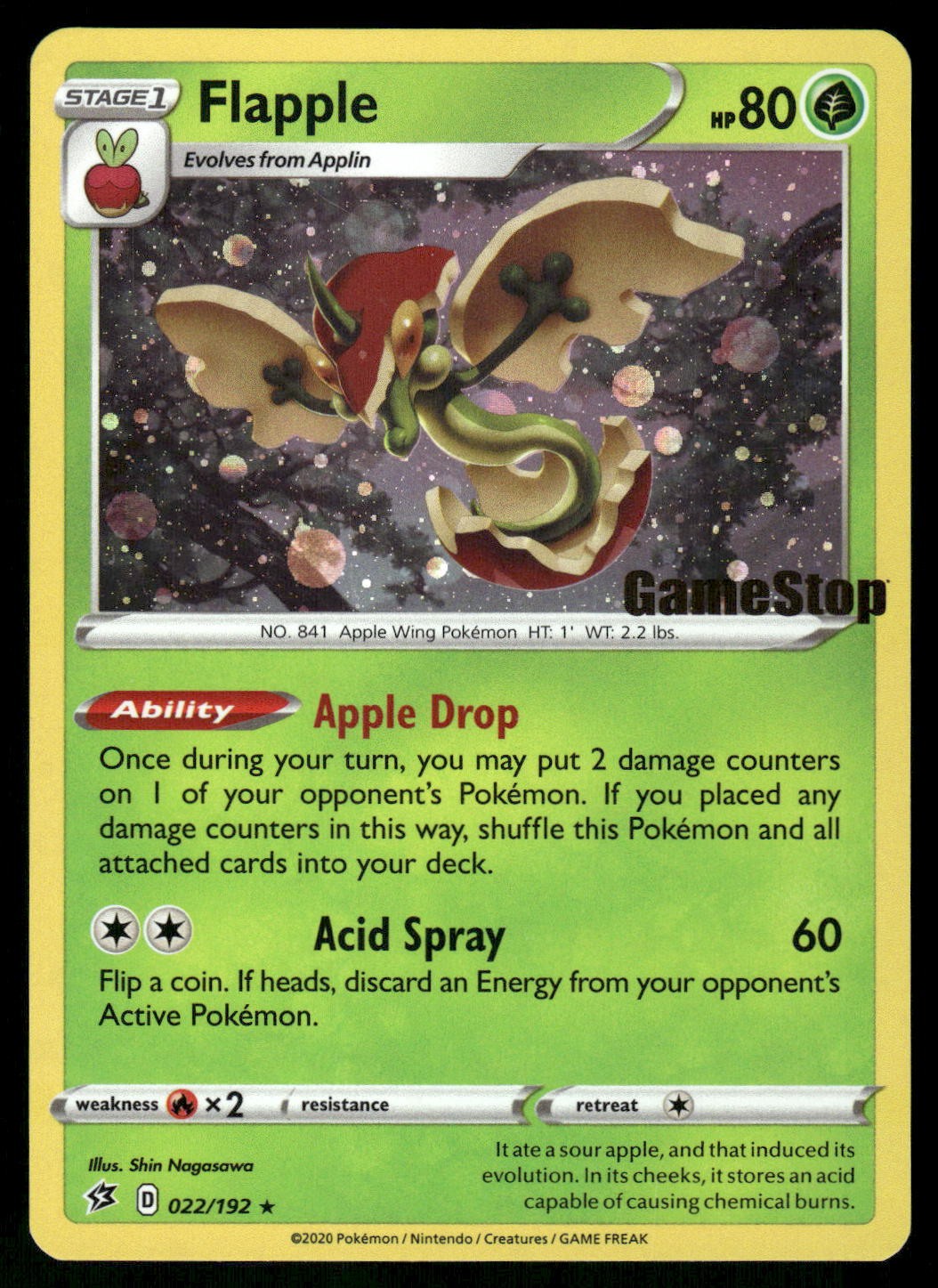 Flapple 022/192 Gamestop Exclusive Stamped Cosmos Holo Promo Pokemon Card - LP