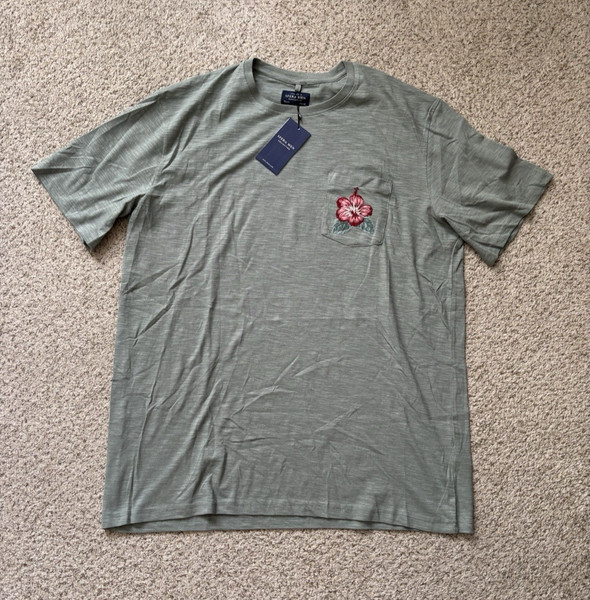 NUEVA Camisa Sfera Para Hombres Talla XL Verde Claro Gris Calce Regular Camiseta El Corte Inglés