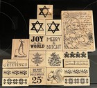 Recollections Christmas Lot of 17, 1 Hero Art Stamp, & 1 Stampendous Wood Stamps