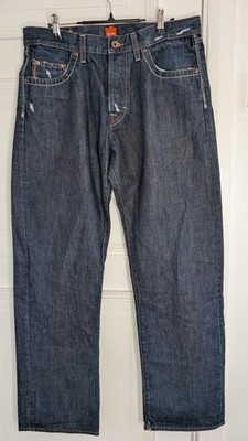 Boss Hugo Boss Jeans Herren W34 L32 Navy Blau Dark Denim Button Fly