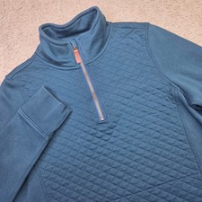 L.L.Bean Quilted Pullover Women's M Blue Quarter Zip Fleece 502745