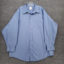 Brooks Brothers 346 Dress Shirt Mens 18 Blue Regular Fit Button Up Non Iron