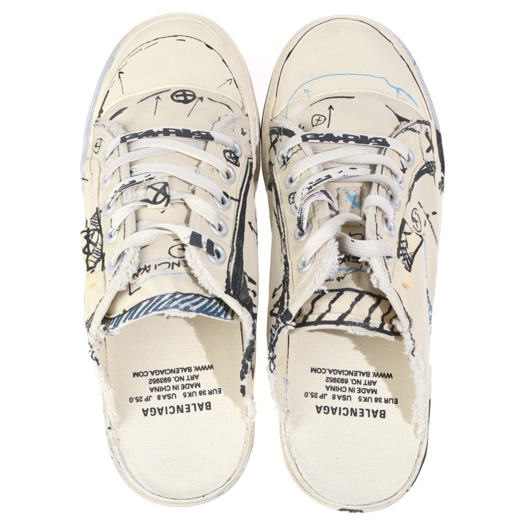 BALENCIAGA DENIM SLIPPERS Total Pattern Mule Sandals White 633952 Used 396be7a79 image 4