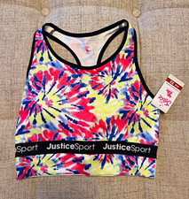 Justice Sport Girls Size 32 Tie Dye Racerback Sports Bra Oh So Soft NWT
