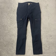 Duluth Trading Cargo Pants Womens 10 Blue Straight Curvesetter Waistband Canvas