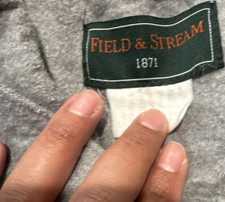 Field Stream Flannel Button-Up Shirt Gray Solid Long Sleeve Pockets L