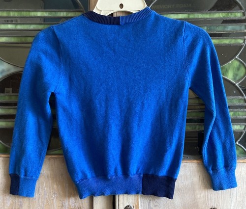 Paul Smith Junior Blue & Navy V-Neck Colorblock Cotton Wool Sweater Zebra 6a - Picture 5 of 8