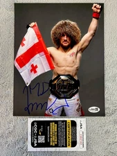 UFC CHAMPION MERAB DVALISHVILI AUTOGRAPH 8x10 BELT PORTRAIT PHOTO JSA CH47103