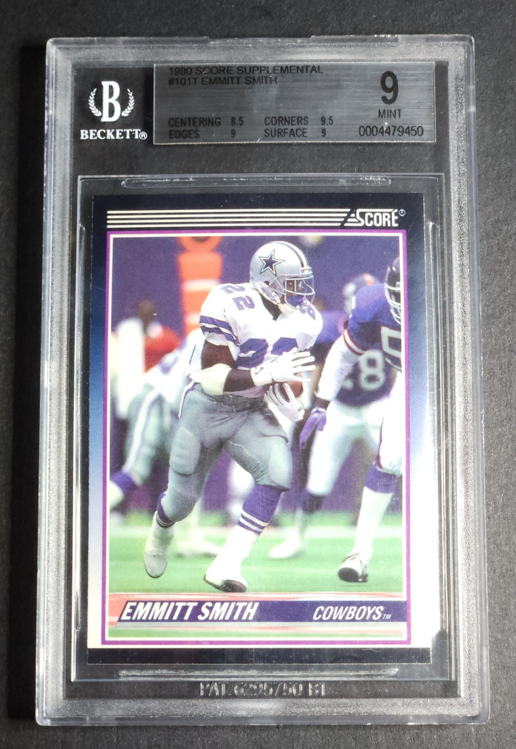 1990 SCORE SUPPLEMENTAL #101T EMMITT SMITH BECKETT 9 MINT ROOKIE DALLAS COWBOYS