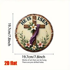 Lily & Purple 8x8in "He Has Risen" Easter Metal Art