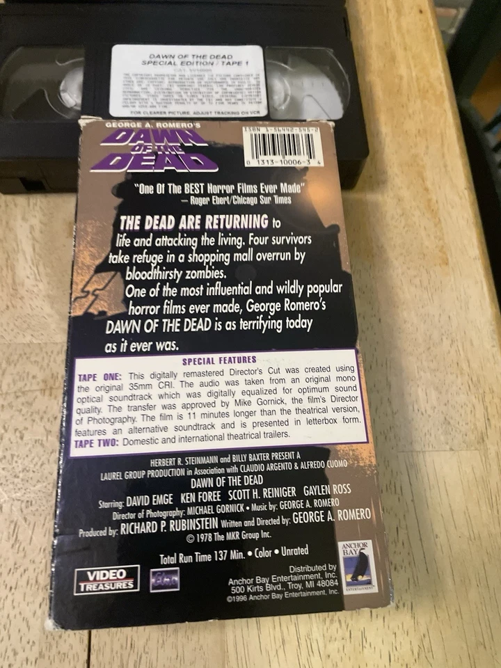 Dawn Of The Dead (VHS, 1978) 2 Tape Set Original Director's Cut George Romero - Image 4 of 4