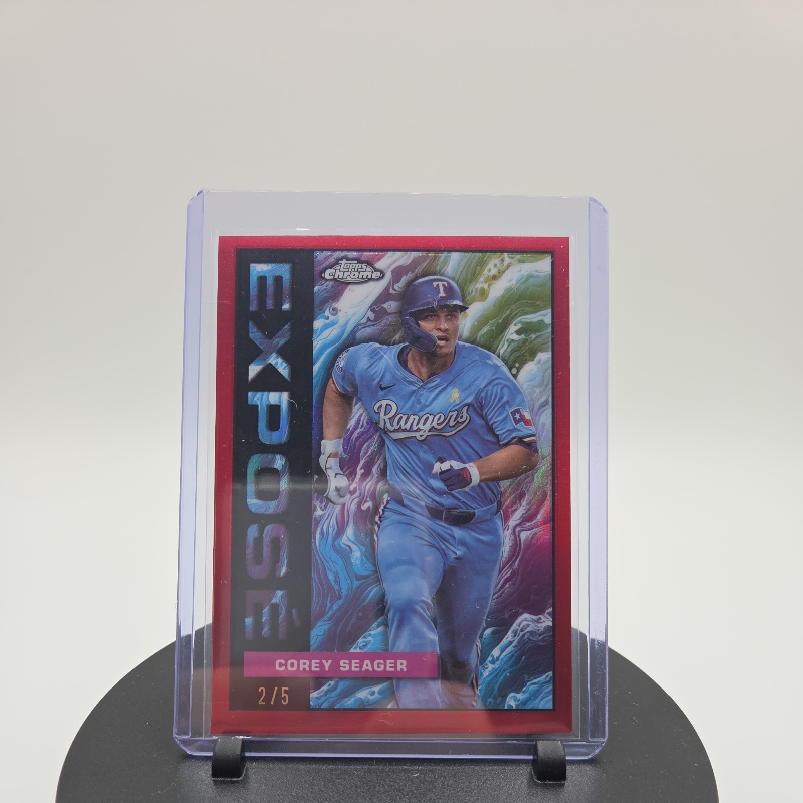 2025 Topps Chrome Corey Seager Expose Red Refractor 2/5 Rangers