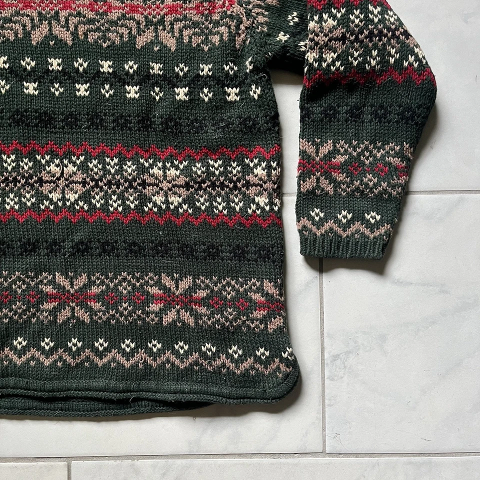 Suéter De Colección Eddie Bauer Grande Verde Mujer Cuello Redondo Algodón Fair Isle Vacaciones Foto 4 de 4
