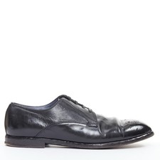 DOLCE GABBANA black hard leather perforated toe brogue loafers UK7 EU41