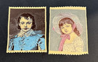 2 Mini Silk Warner Woven Label 4" x 3" Blue Boy Mlle. Brongniart WW L CO DEL HH — photo 1