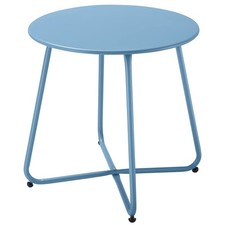 Patio Outdoor Side Table Waterproof Round Metal Steel Small Side Table Weathe...