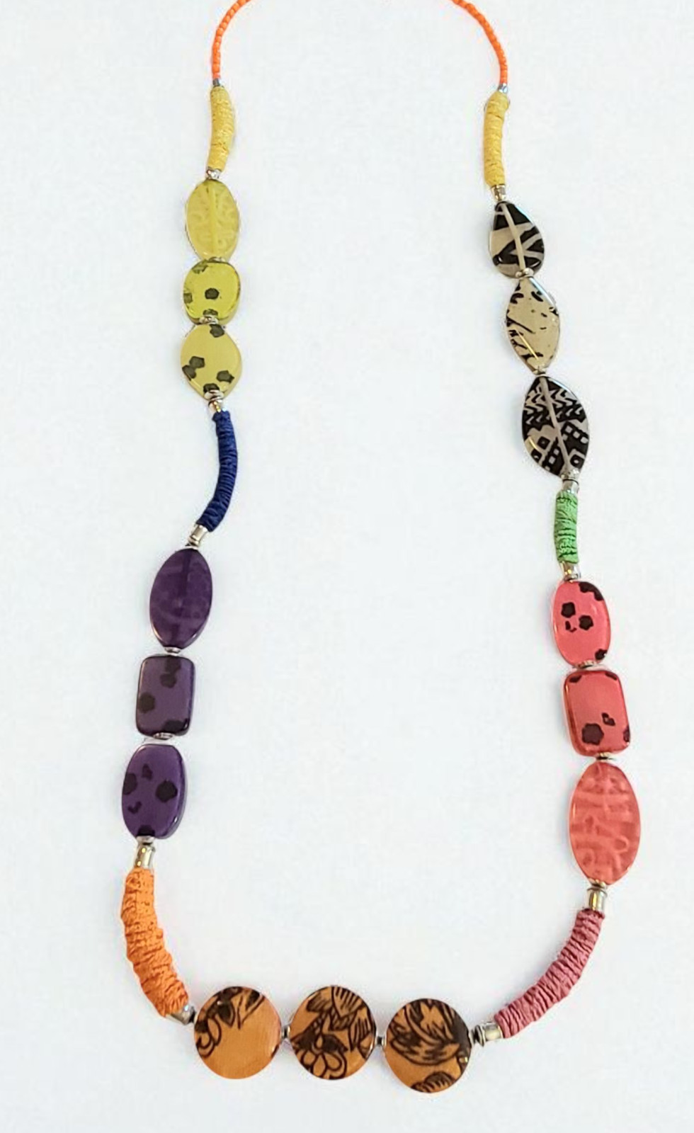 Funky Bright Multicolor Pattern Acrylic Bead 90s … - image 1