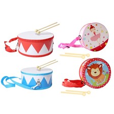Drum For Kids Wooden Musical Game 5.9in Adjustable Strap Toy Instruments Set