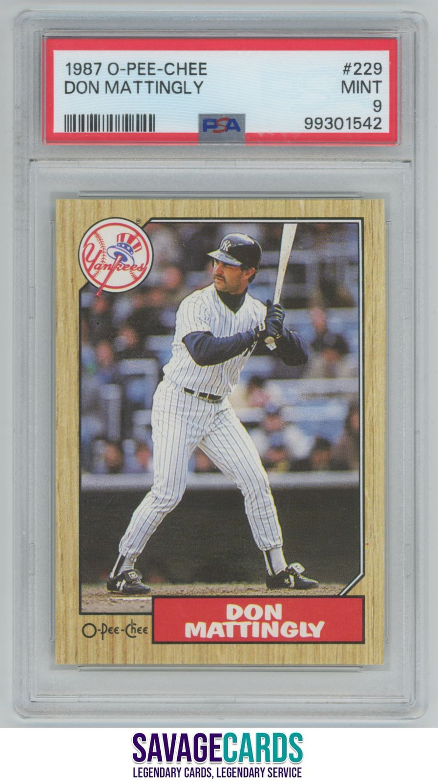 1987 O-Pee-Chee Don Mattingly PSA 9 #229 New York Yankees