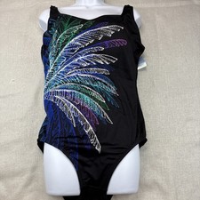 Swim Solutions PALM IN PALM Firework Print One-Piece Swimsuit Size 16