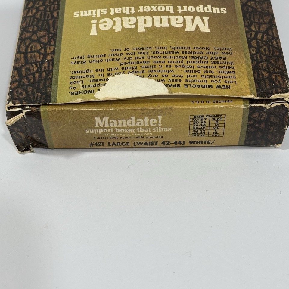 Vintage MANDATE Men's Support Underwear Undershorts That Slim Size ...