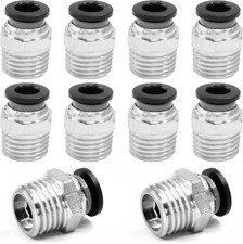 10 Pcs Push to Connect Fittings 6 mm Tube OD x 1/4 In NPT Thread, Male Straight