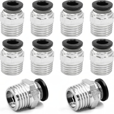10 Pcs Push to Connect Fittings 6 mm Tube OD x 1/4 In NPT Thread, Male Straight