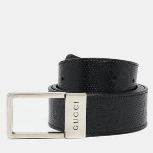 Ceinture Gucci noir GG cuir boucle rectangulaire 85 CM