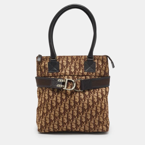 Sac cabas Dior marron Diorissimo toile et cuir boucle