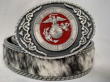 US Marine Corps Western Belt Buckle Set Cowhide Leather USA 38
