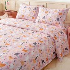 Full Size Set for , 4-Piece Bed Set for Teens Boys Girls, Cartoon Printed Bed...