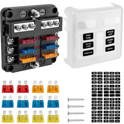 BetyBedy 6 Way Fuse Block, 12V Marine Fuse Box with LED Indicator, Automotive 6-