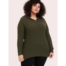 NWT / TORRID Women's RIB PULLOVER Olive HOODIE SWEATER - Size Plus 3X