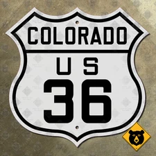 Colorado US Route 36 highway marker road sign 1926 16x16 Boulder Broomfield