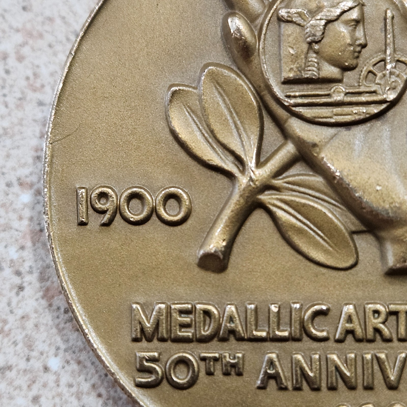 Vintage 1900-1950 Medallic Art Company 50th Anniversary 2 Inch Bronze Medallion