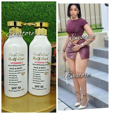 2X Final Glow Half-C Vitamin C Whitening Body lotion 500ml Spf50   AUTHENTIC 