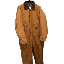 Berne Apparel Mens Brown Duck Canvas Insulated Work Coveralls Large Regular