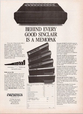 Memotech Vintage Print Ad Sinclair ZX81 Timex 1983 RAM Graphics