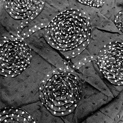 Unique 3D Black Fabric With Circular Polka Dots Pinwheels Lot of 1 Yard &16'' $10