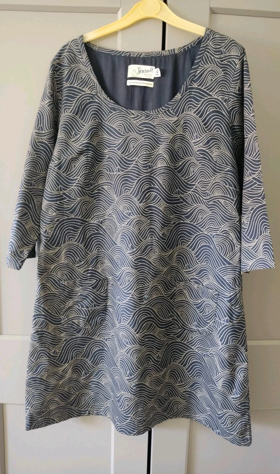 Abito donna sale marino San Valentino blu fantasia onda taglia 16