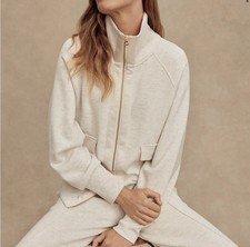 Varley Roxbury Zip-Through Sweat Sz XXS in Ivory Marl Double Soft Fabric