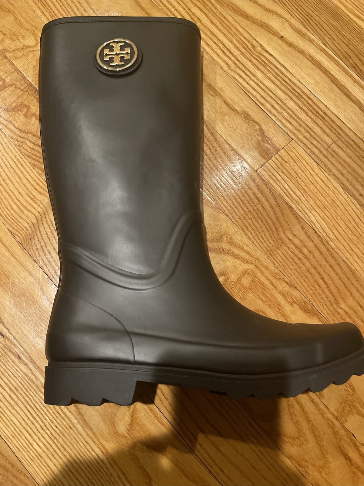 New Tory Burch Black Rubber Tall Rain Boots Women's Sz 11 Sarah Gold Logo  37568 190041414130 | eBay