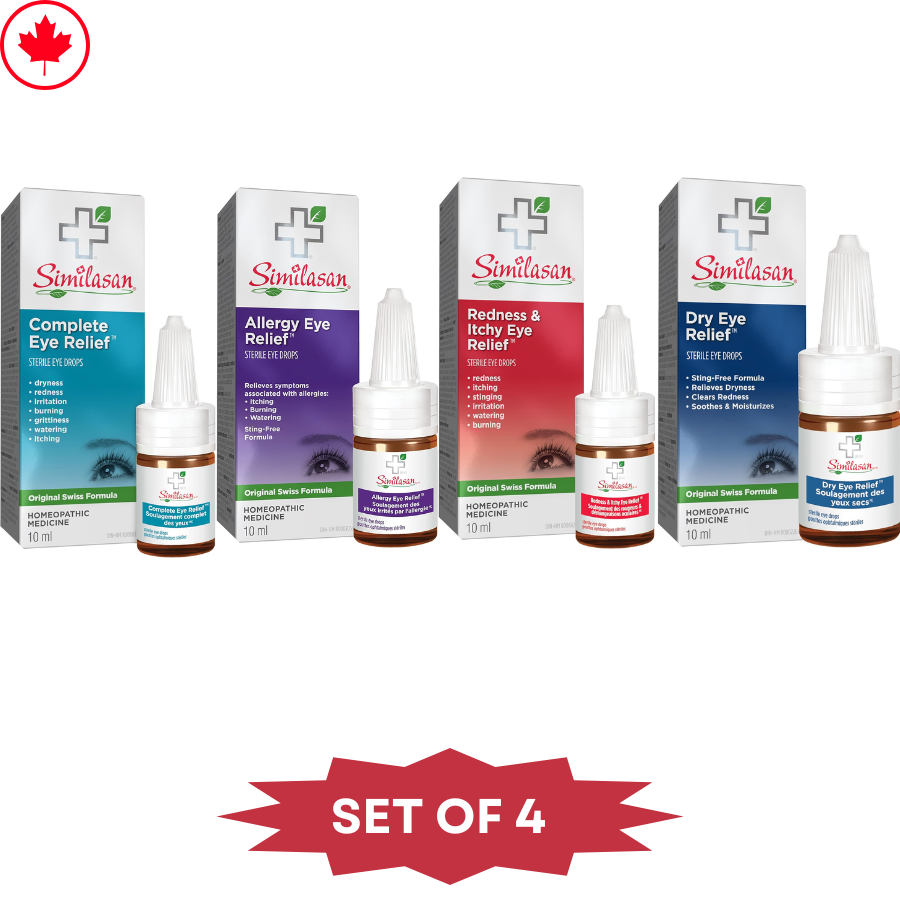 Similasan Eye Relief Drops 10ml - Variety Pack of 4, Fresh from Canada
