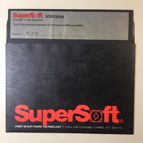 Vintage 1981 SUPERSOFT SCRATCHPAD 8” Floppy Disk VHTF