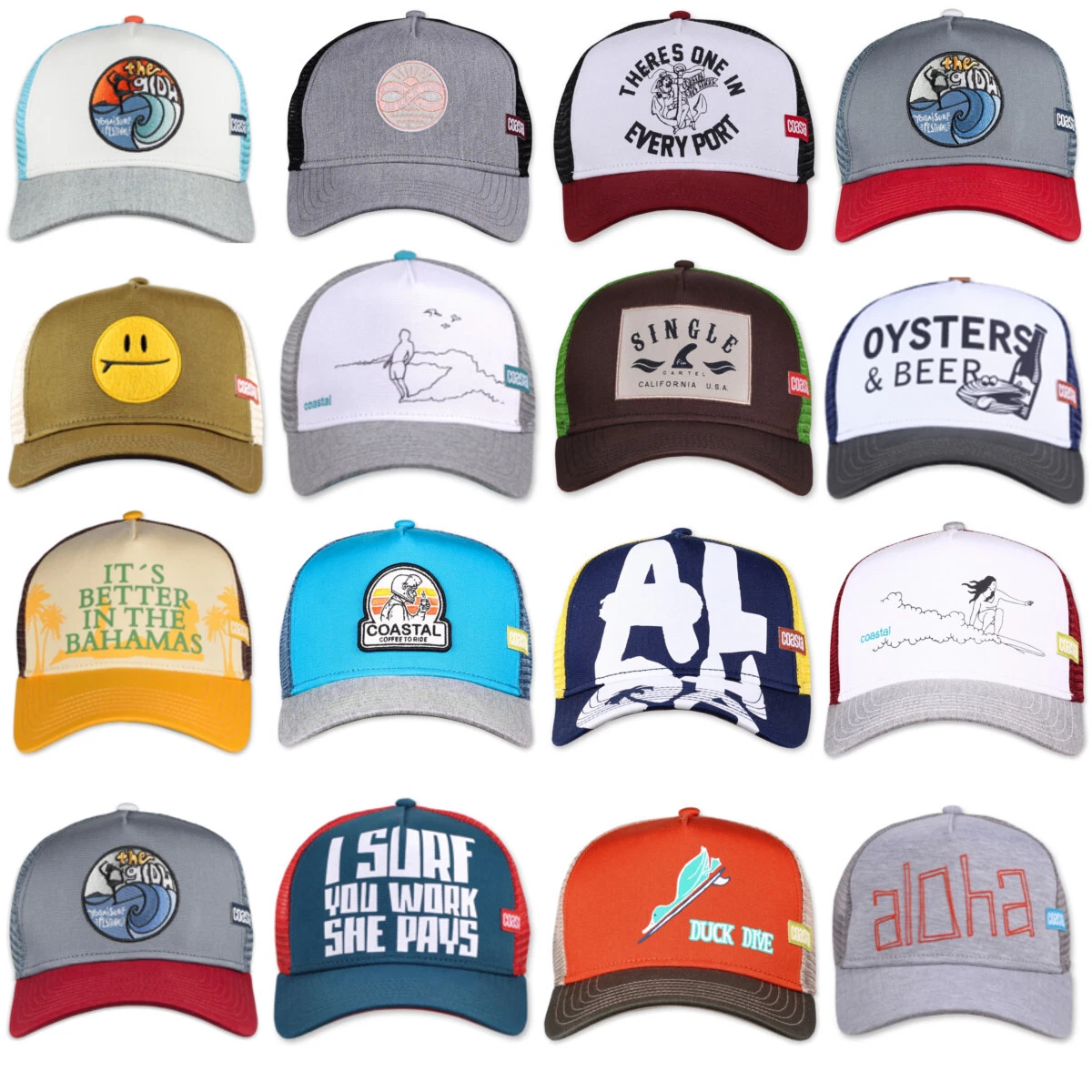 Coastal HFT trucker cap top seller baseball cap mesh cap hat Costal surfing colorful