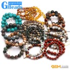Natural Beaded Assorted Gemstone Bracelet In Bulk Free Shipping 7" Whole lot