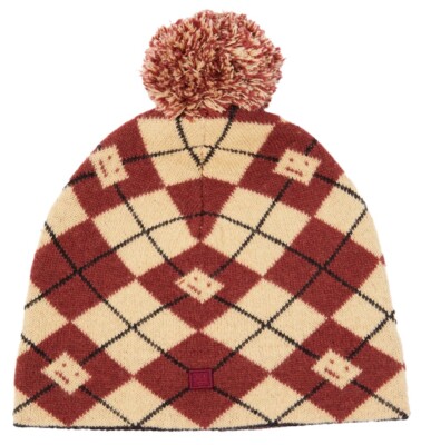 ACNE STUDIOS ARGYLE FACE LOGO WOOL BLEND BEANIE MÜTZE HUT C40317