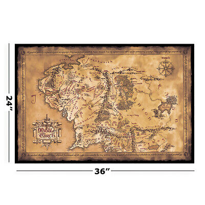 Buy The Lord Of The Rings / The Hobbit - Movie Poster (Dark Map Of Middle Earth)