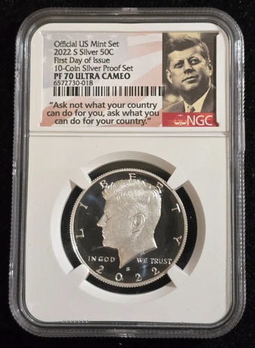 2022-S Proof Silver Kennedy 50C First Day of Issue NGC PF 70 UCAM