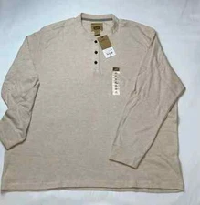 The Foundry Men's Thermal Henley Top Oatmeal Long Sleeve Pullover Shirt 3X C1041